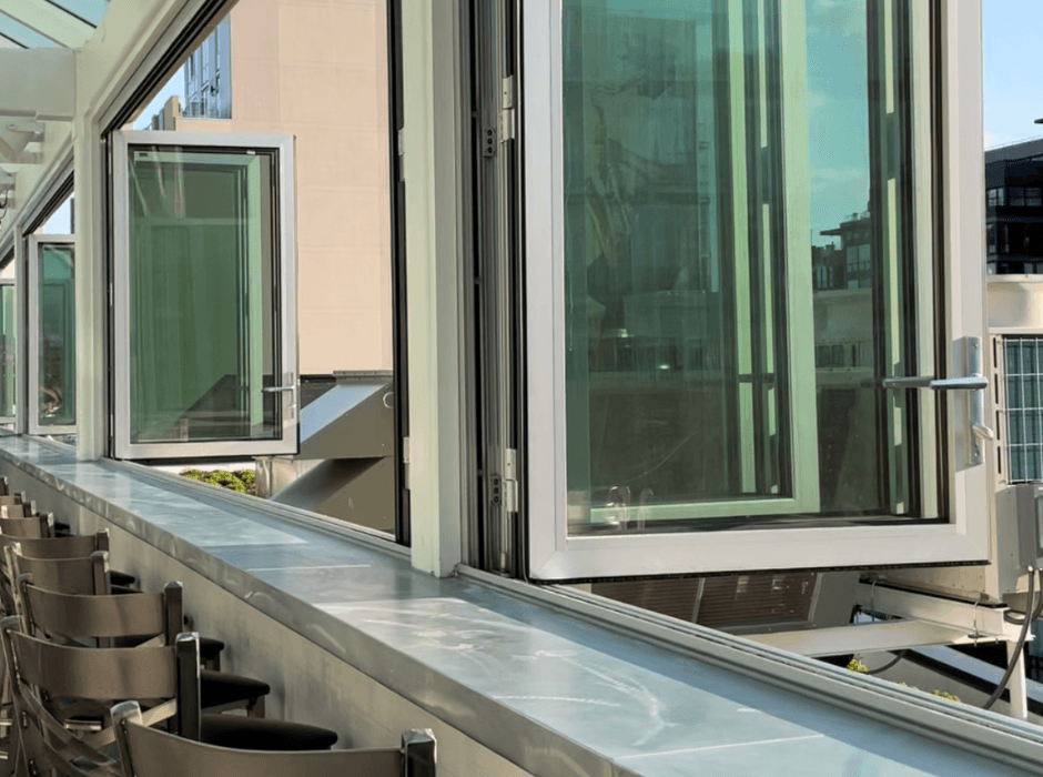 ActivWall Horizontal Folding Window at a Rooftop Bar