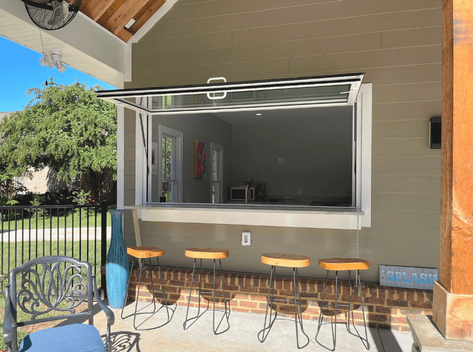Pool House with Gas Strut Window