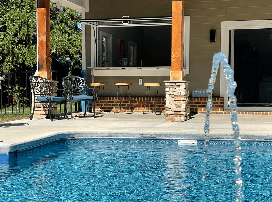 Pool House with Gas Strut Window