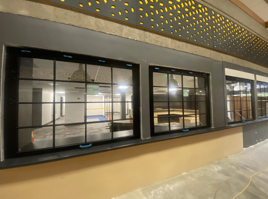 Custom Gas Strut Windows for an educational setting