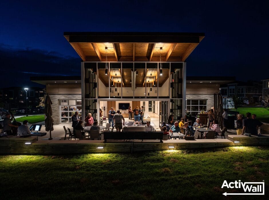 Community Clubhouse with Wood-Clad ActivWall Folding Door - Photo contributed by HH Hunt