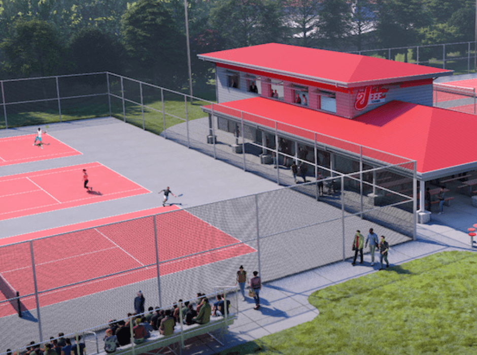 Rendering of Tennis Complex with ActivWall Folding Windows