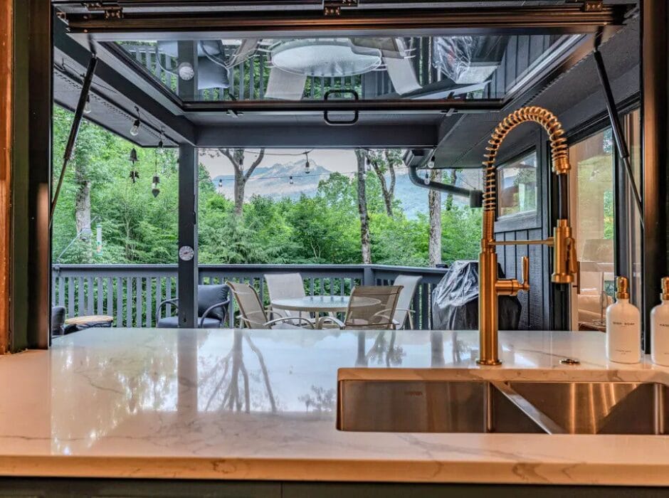 ActivWall Gas Strut Window overlooking a deck