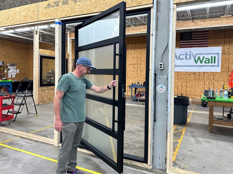 Pivot Door with Frosted Glass