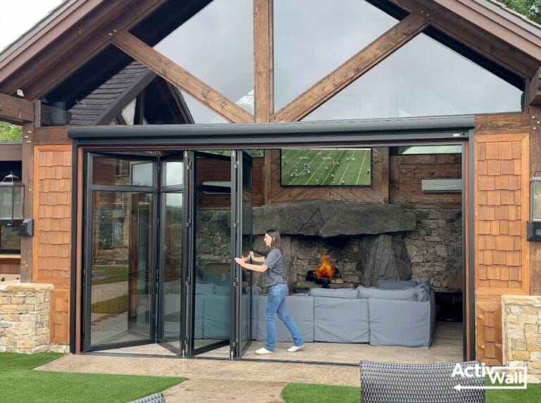 Rustic Cabana with Folding Door Open
