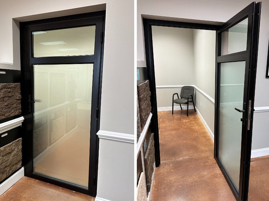 Swing Door with Mullion and Frosted Glass