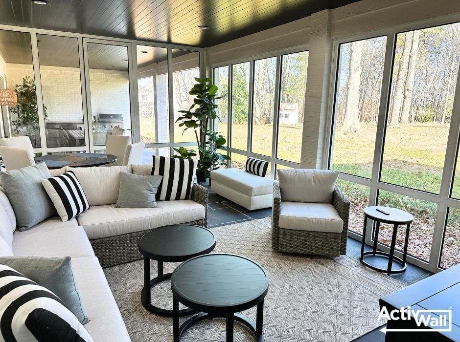 Florida Room with ActivWall Fixed Glass Panels and Swing Door