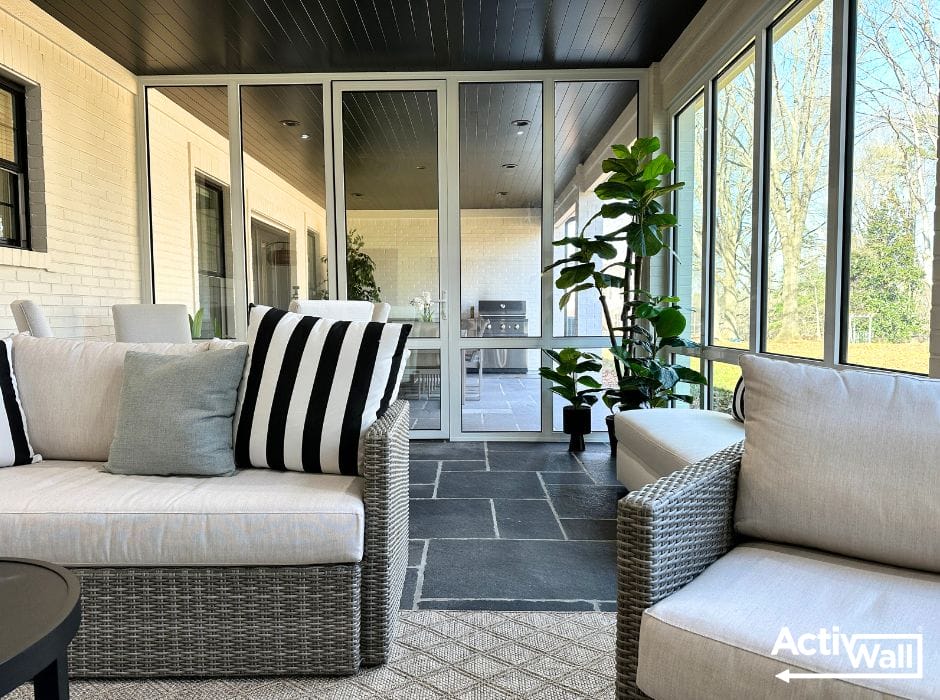 Florida Room with ActivWall Fixed Glass Panels and Swing Door