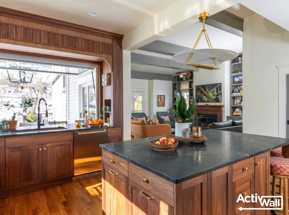 Bohemian Kitchen with ActivWall Gas Strut Window and Fixed Glass Panel